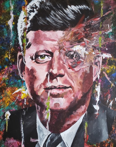 Abstract portrait of John F. Kennedy by painter Shawn Conn