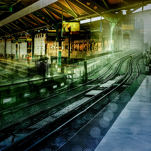 "The Platform" Photo Collage of a train platform by Steve Bennett
