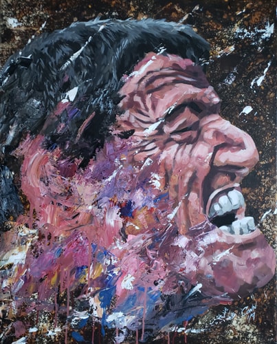 Abstract portrait of Sylvester Stallone painted by Shawn Conn