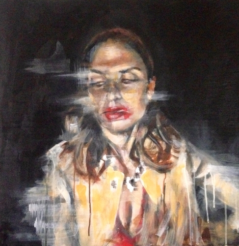 Portrait of a woman, semi-abstract painting by Mark Armstrong