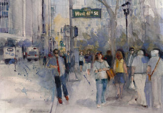 "What's the Rush - W 41st St" Watercolor, 18" x 13"