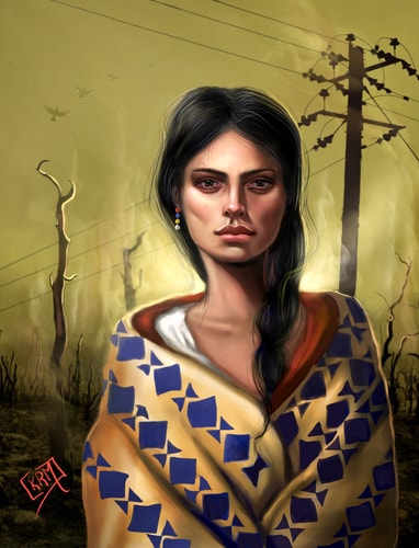 Digital portrait of a Native American woman by Kait Matthews