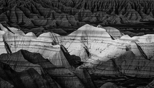 Black and white photography of the Badlands by Andy Crawford