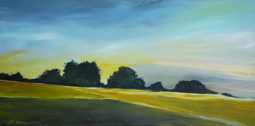 Rural landscape at dawn, oil painting by Bob Crane