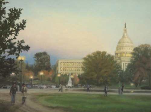 Oil painting of the Washington, DC Mall by Ken Bachman