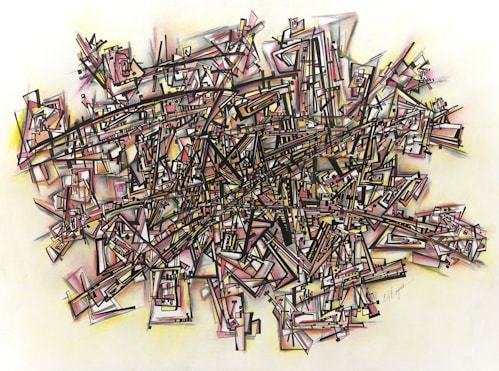 “It’s Complicated” Contemporary Abstract Painting/Drawing by C J Rogers
