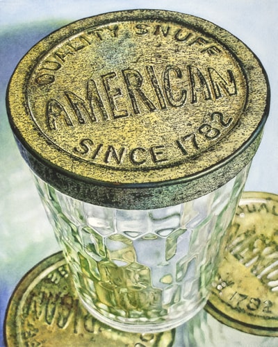 Watercolor painting of a snuff jar by Alisa Shea