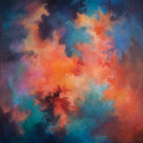 Abstract painting of clouds at sunset by Ann Croghan