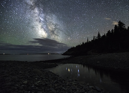 Photograph of the Milky Way over Hunters Beach in Acadia National Park by Cheryl Harris