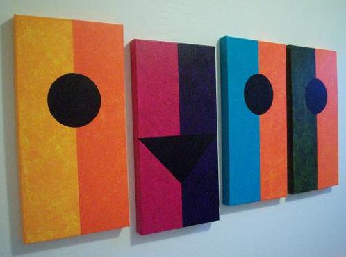 4 panel abstract painting by Ma Udaysree Nithyananda