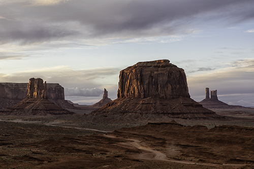 Photograph of the sunset at Monument Valley in Utah by Cheryl Harris
