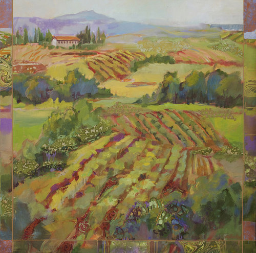 Painting of a landscape in Tuscany
