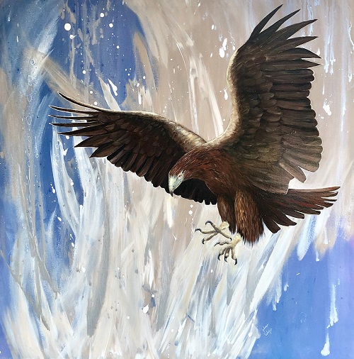 Painting of an eagle in the sky by Victoria Velozo