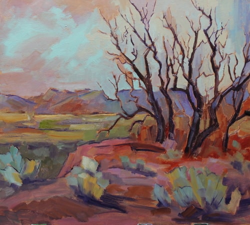 Impressionistic desert landscape painting by Jody Ahrens