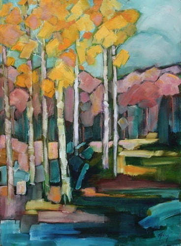 Impressionistic fall landscape painting by Jody Ahrens
