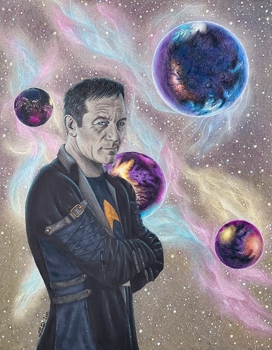 mixed media drawing of a Star Trek character by Lux Wood