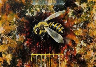 Abstract painting of a honey bee by Kasun Wickramasinghe