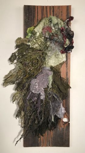 Abstract mixed media and fiber art by Carla Fisher