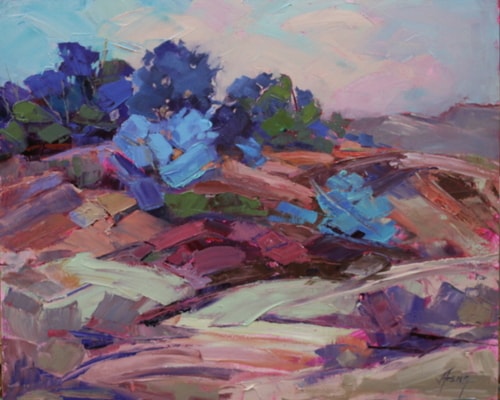 Impressionistic desert landscape painting by Jody Ahrens