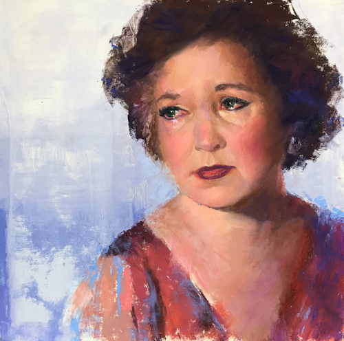Pastel portrait inspired by Elizabeth Taylor of a woman crying by Carolyn Hancock