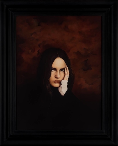 Framed oil painting portrait of a woman by Barbara Hangan