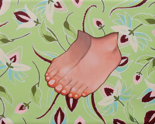 Stylized painting of feet by Irene Raspollini