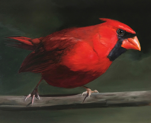 Oil portrait of a cardinal by Rose Tanner