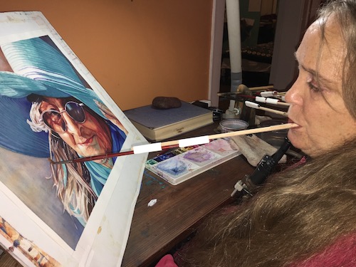 Artist Sara Jane Parsons at work in her studio