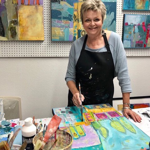 Artist Liz Cole in her studio