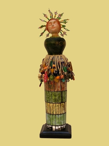 Mixed media figurative sculpture named Belle by Judy Jordan