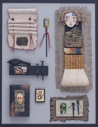 3D mixed media shadowbox featuring Marsha's Object Gallery by Judy Jordan