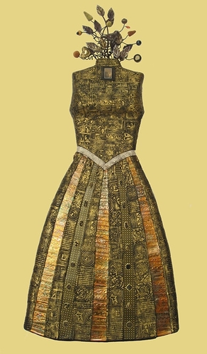 Mixed media sculpture of a dress called Maggie by Judy Jordan