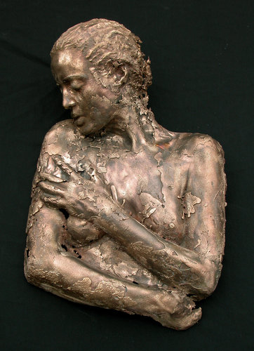 Bronze sculpture of a woman by Gabrielle Fischer