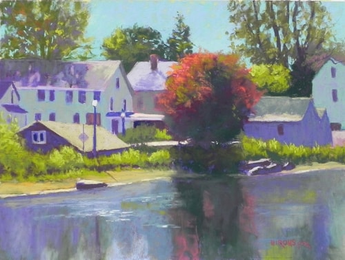 Pastel of an autumn landscape in Adamsville, RI by Jean Hirons