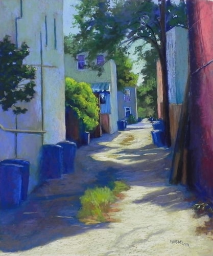 Pastel landscape of a back alley by Jean Hirons
