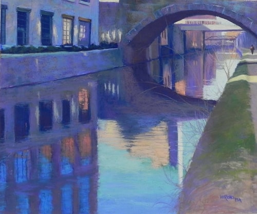 Pastel landscape of the C&O Canal in Georgetown by Jean Hirons