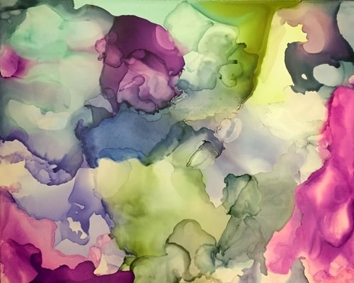 Abstract alcohol ink painting by Peggy Stokes
