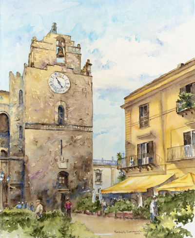 “Il Duomo di Monreale, Sicilia” Watercolor by Kimberly Cammerata