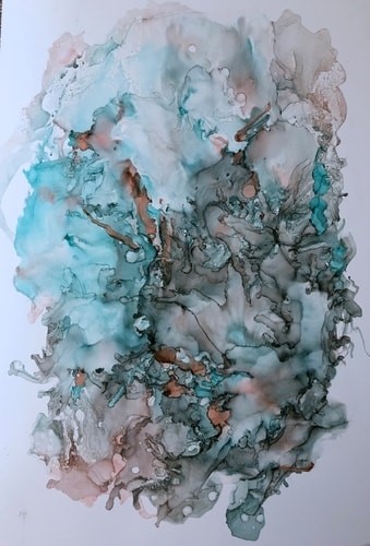 Abstract alcohol ink painting by Peggy Stokes