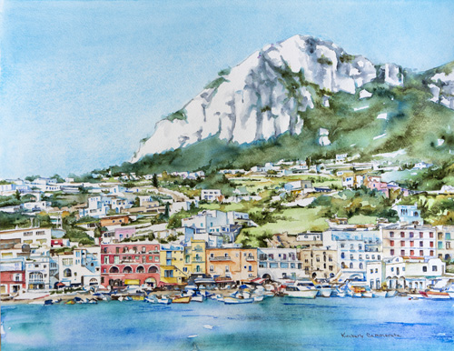 “La Marina Grande, Capri” Watercolor by Kimberly Cammerata