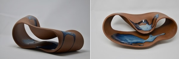Contemporary ceramic ribbon sculpture by Daniela Kouzov
