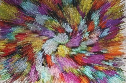 Digitally Printed abstract Image on Organic Fiber by Phillippa Lack