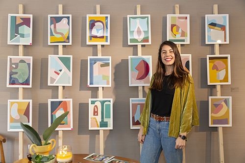 Artist Mido Lee with her display at Startup Art Fair