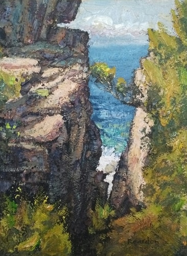 Oil painting of The Gap in Sydney, Australia, by Marc Poisson
