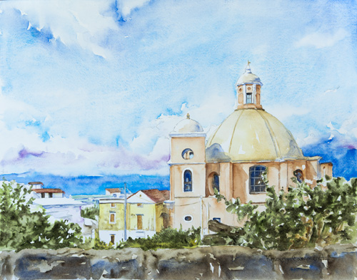 “Vico Equense, Campania” Watercolor by Kimberly Cammerata