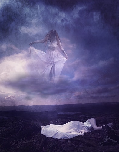Digital photography of a woman dreaming she's flying by Cherry Hammons