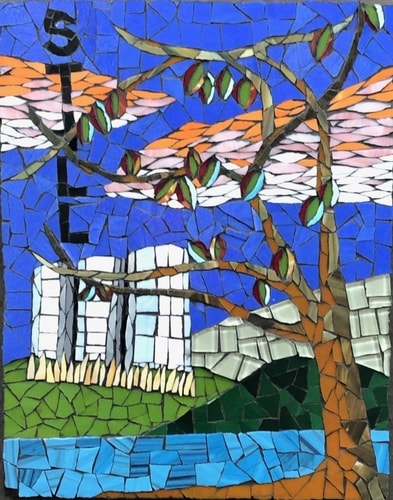 Abstract glass mosaic by Carol davis