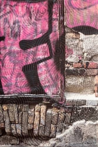 Mixed media quilted fiber art of a scene in Budapest, Hungary by Marilyn Henrion