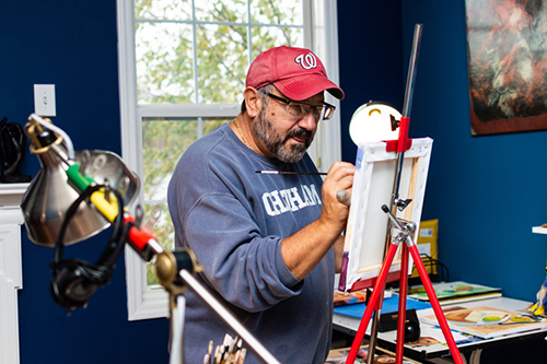 Artist Steve Mairella in his studio