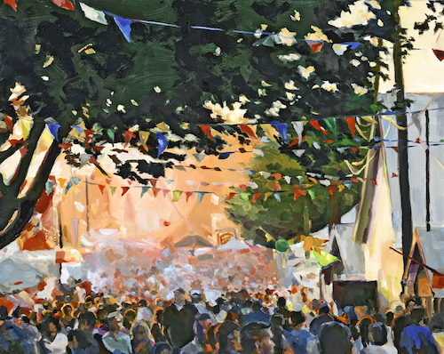Oil painting of the crowd at the Montgomery County Fair by Jennifer Beaudet